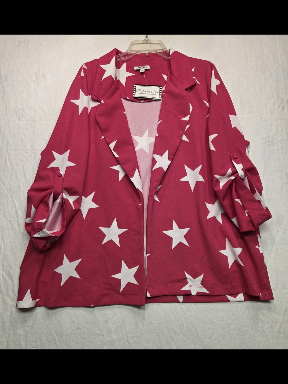 ANDREE BY UNIT Hot Pink Star-Print Open Blazer